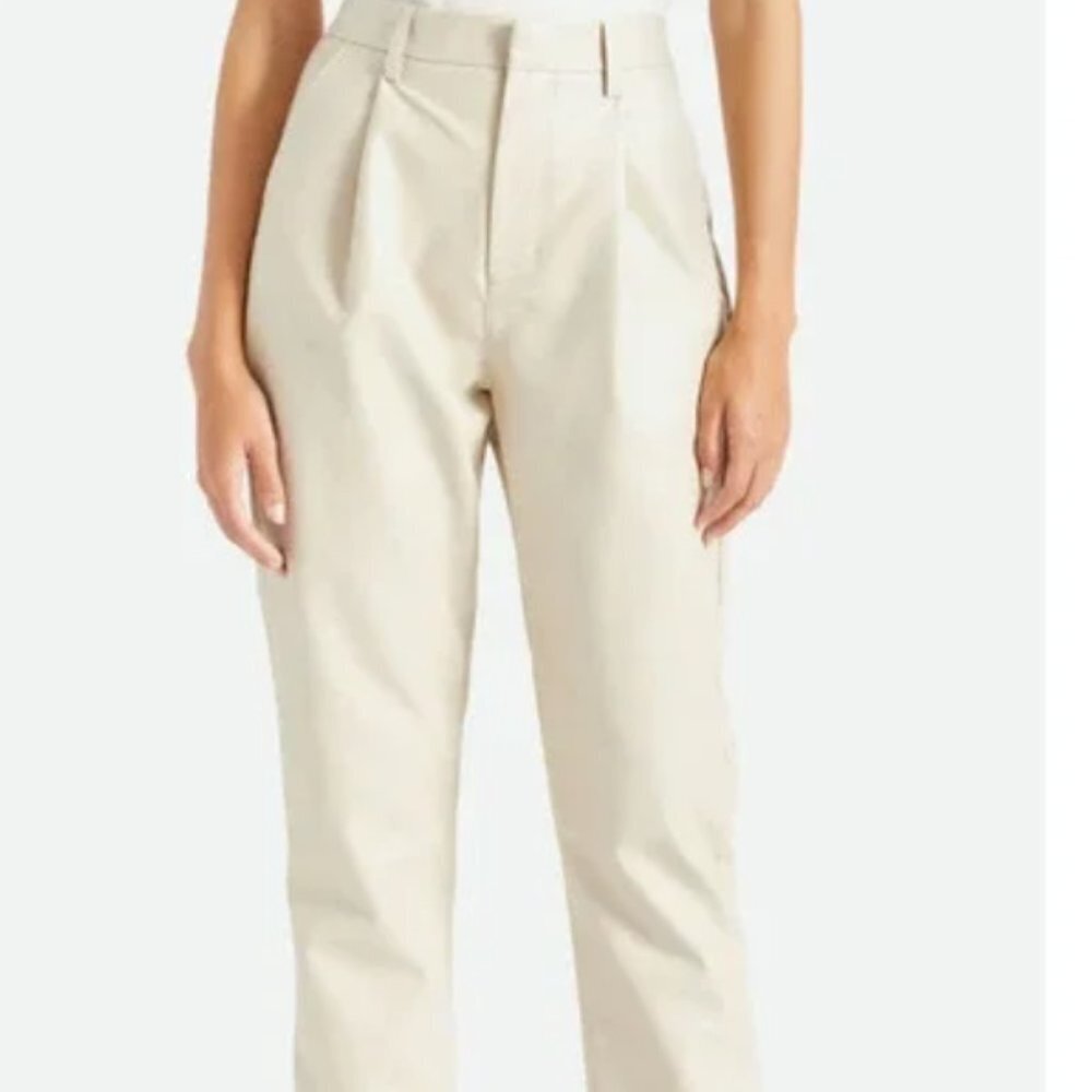 NWT BRIXTON vegan leather pleated crop pant faux leather cream high waist 28